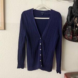 Lands' End 100% Cotton Deep Purple Women's Cardigan